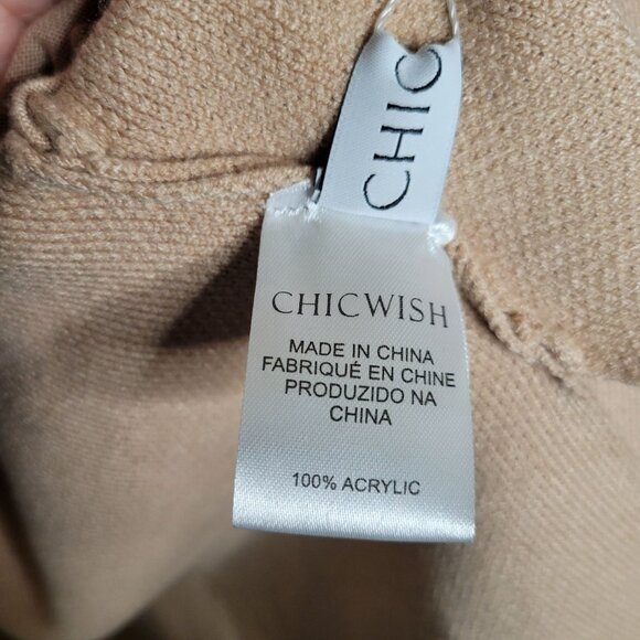 NWT CHICWISH Women's Classy Light Tan Open Front Knit Coat Cardigan - Picture 12 of 12